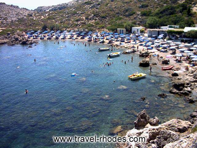 View of Ladiko beach from the rocks on the left RHODES PHOTO GALLERY - THE BEACH