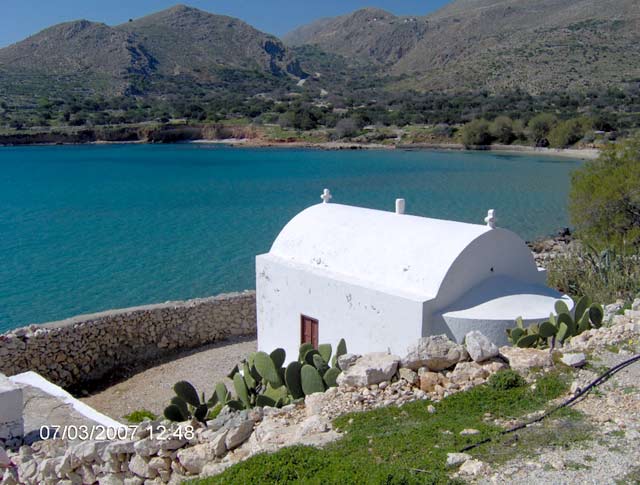 HALKI CHURCH - Chapel above a beach at Halki island
