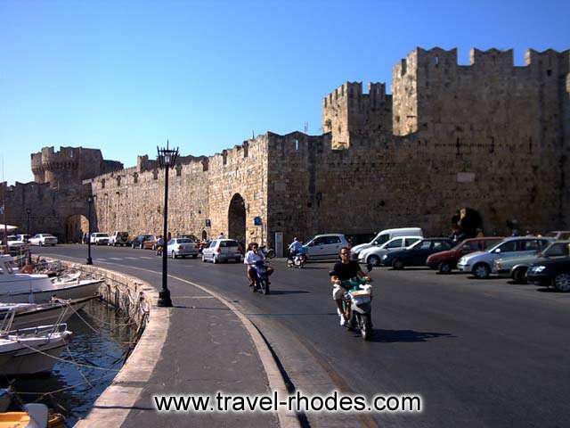 CITY WALLS - The city walls of Rhodes town seen from the port