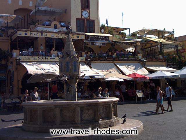 HIPPOCRATES SQUARE - Coffee shops and restaurants in Hippocrates square in Rhodes old town