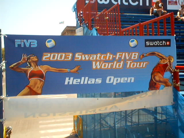 The first event of the 2003 SWATCH-FIVB World Tour drew to an exciting close on Sunday here on this picturesque Greek island when the world's leading men's teams battled it out for the title on a court set up in a historic square just adjacent to the beach. And to capture the advantage of the magnificent Mediterranean evening air it was, as it will be at the 2004 Athens Olympic Games, held under lights.<br><br>

In what is certainly a landmark year for this exciting Olympic sport, the event, a men's Open one week before the women also meet here for their season's opener, was characterized by highly competitive play that illustrated that the gap between the dominant Brazilian and USA players and the rest of the world has narrowed. From now on there will be little room for the top teams to coast through to the round of sixteen in comfort. <br><br>

After the main draw pool play, teams from Canada, Switzerland, Cuba, Netherlands, Austria, Norway and Australia joined the Brazilians and Americans in the shakeout, and from then on, matches resembled a battle of attrition that signals that the sport has not only become more professional, but the standard of play much more demanding. <br><br>

By the semifinals, just one team from Brazil remained with Benjamin Insfran and Marcio Henrique Barroso Araujo meeting Canadians John Child and Mark Heese, while Olympic gold medallist Dain Blanton and his lofty new partner and ex-national Volleyball player Jeff Nygaard were the sole USA team left to play against Austrians Niki Berger and Clemens Doppler.
The final came down to a contest between the new partnership of Blanton and Nygaard against the highly-experienced Brazilians, the top ranked team in Rhodes after finishing second on the 2002 World Tour. 
But it was the Americans who upset the form books to secure the gold medal with a 22-20, 21-18 victory, with Blanton producing an inspired defensive performance that also won him the Speedo Most Valuable Player Award. Bronze went to Berger and Doppler, whose third place was also a career-best finish for the fast-improving duo.
While players are chiefly concerned with their individual results, looked at in the bigger picture they represent a strong signal for the globalization of the sport. Indeed in the main draw pool play a team from Estonia forced Austrians Berger and Doppler to 30-28 in their second set, while a Russian pair Roman Arkaev and Dimitri Barsouk drove Sweden's Bjorn Berg and Simon to a tense 19-17 tiebreaker, nearly spoiling their chances of making the final 16.  <br><br>

There is no doubt that this year's World Tour will more than ever before challenge the recognized stars and set the scene for a highly competitive pre-Olympic year.
The event also launched the FIVB's new partnership with title sponsor Swatch, the world's biggest manufacturer of time keeping and timing devices and was enhanced by animated electronic score boards and a speed measuring device that revealed some players can serve at more than 83km per hour. <br><br>

In addition, on the occasion of World Environment Day (June 5), the FIVB launched its partnership with Global Sports Alliance and their Eco Flag program, which encourages environmental awareness among sports enthusiasts around the world. <br><br>

All Swatch-FIVB World Tour events will from now on fly the Eco Flag and actively promote the slogan <b>Keep the beach clean - think environment!</b>
